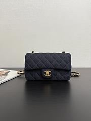 Chanel Mini Classic Handbag Denim & Gold Metal Dark Blue & Orange - 20x12x6cm - 2