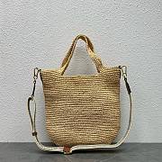 Loewe Mini Slit Bag In Raffia And Calfskin Natural Tan - 30x30x8cm - 2