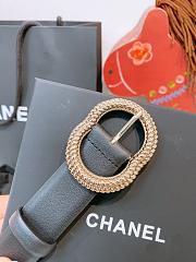 Chanel Leather Belt Calfskin & Metal Black & Gold  - 3