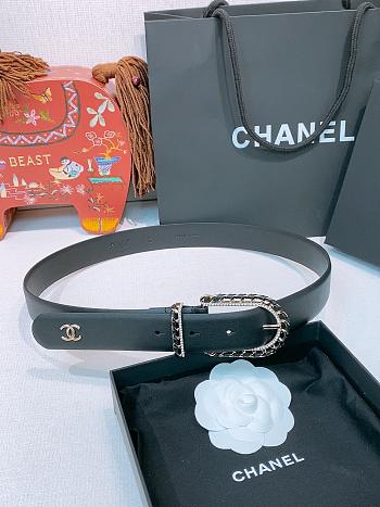 Chanel Leather Belt Calfskin & Metal Black & Gold 25475