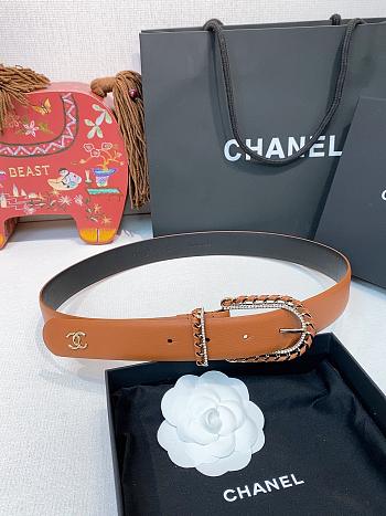 Chanel Leather Belt Calfskin & Metal Brown & Gold 25476