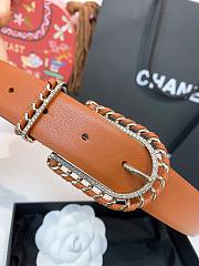 Chanel Leather Belt Calfskin & Metal Brown & Gold 25476 - 2