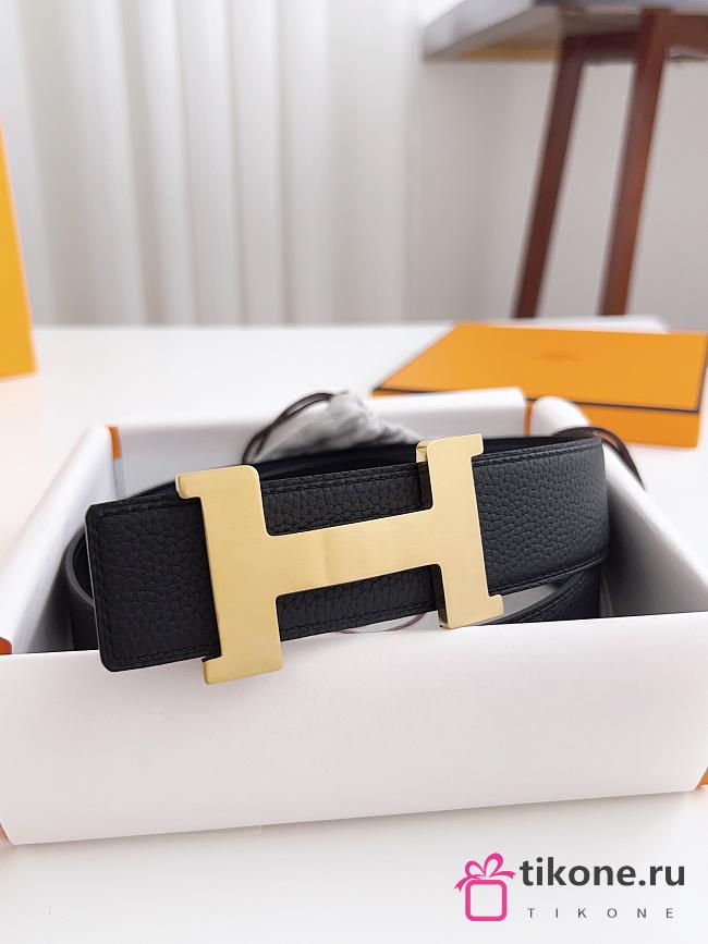 Hermes Constance Belt Buckle & Reversible Leather Strap 38mm Gold Black - 1