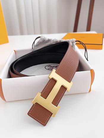Hermes Constance Belt Buckle & Reversible Leather Strap 38mm Gold Brown/ Black