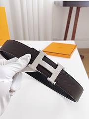 Hermes Constance Belt Buckle & Reversible Leather Strap 38mm Silver Dark Brown/ Black - 2