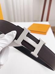 Hermes Constance Belt Buckle & Reversible Leather Strap 38mm Silver Dark Brown/ Black - 4