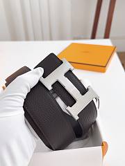 Hermes Constance Belt Buckle & Reversible Leather Strap 38mm Silver Dark Brown/ Black - 6