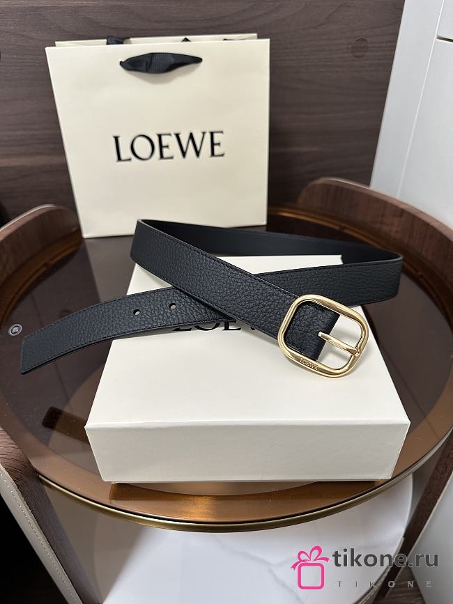 Loewe Rounded Soft Belt In Supple Grained Calfskin Black/Gold 3.5cm - 1