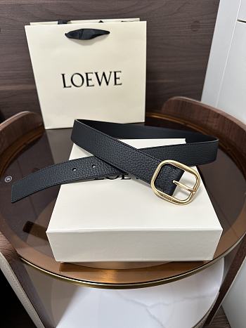 Loewe Rounded Soft Belt In Supple Grained Calfskin Black/Gold 3.5cm