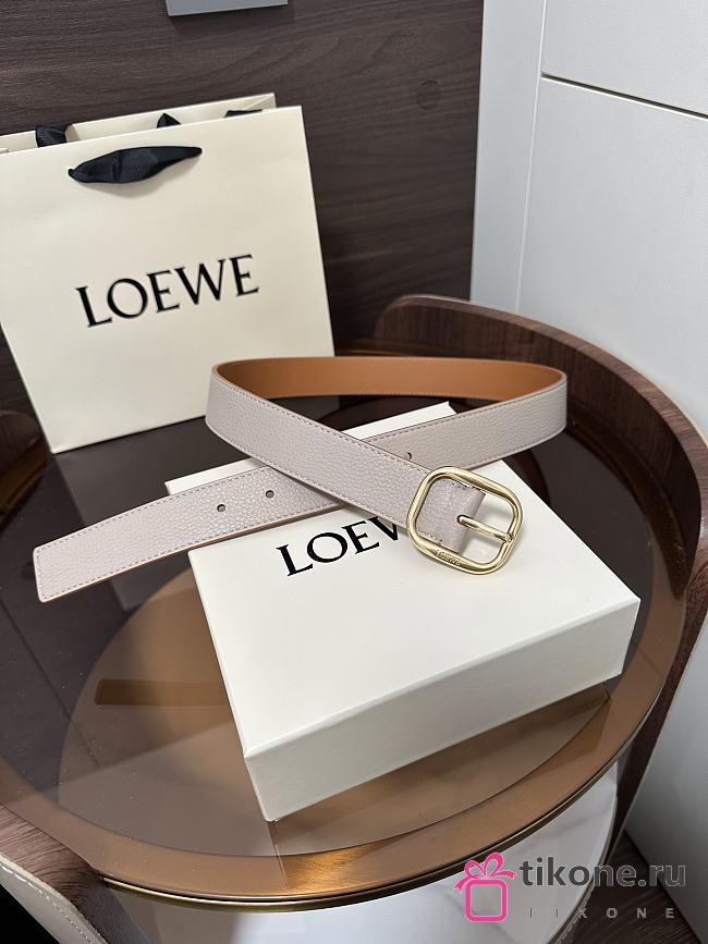 Loewe Rounded Soft Belt In Supple Grained Calfskin Clay/Gold 3.5cm - 1