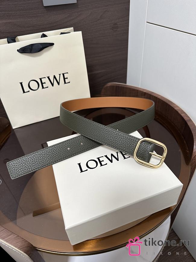 Loewe Rounded Soft Belt In Supple Grained Calfskin Khaki/Gold 3.5cm - 1
