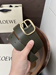 Loewe Rounded Soft Belt In Supple Grained Calfskin Khaki/Gold 3.5cm - 3