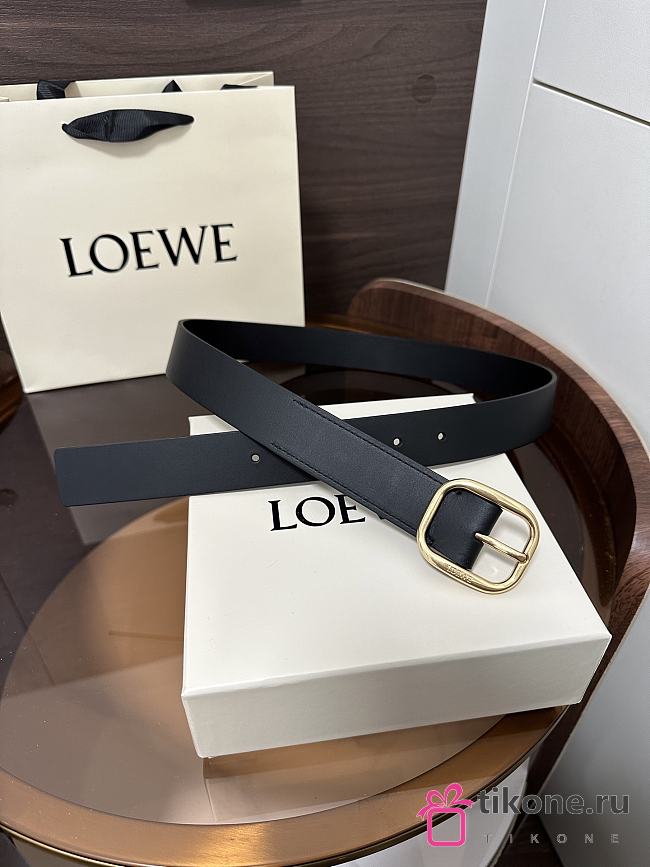 Loewe Rounded Soft Belt In Classic Calfskin Black/Gold 3.5cm - 1