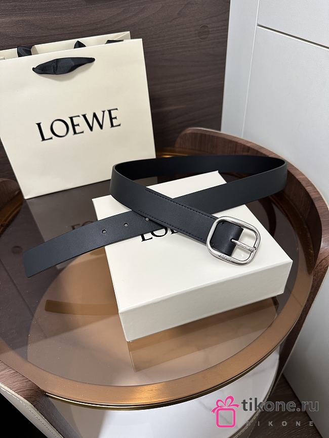 Loewe Rounded Soft Belt In Classic Calfskin Black/Vintage Palladium 3.5cm - 1