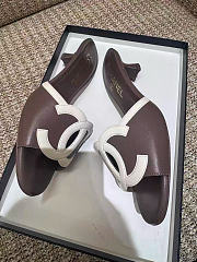 Chanel Mules Lambskin Brown & White 45mm - 2