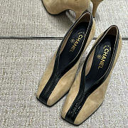 Chanel Pumps Suede Kidskin & Patent Calfskin Beige & Black 95mm - 4