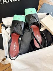 Chanel Slingbacks Lambskin & Patent Calfskin Black & Green 90mm - 3