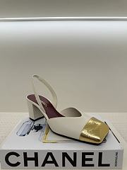 Chanel Slingbacks Lambskin & Crackled Laminated Calfskin Ivory & Gold 90mm - 1