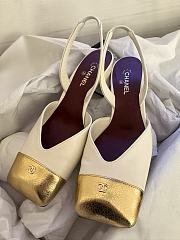 Chanel Slingbacks Lambskin & Crackled Laminated Calfskin Ivory & Gold 90mm - 6