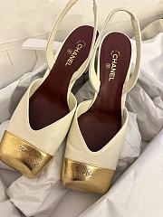 Chanel Slingbacks Lambskin & Crackled Laminated Calfskin Ivory & Gold 90mm - 5