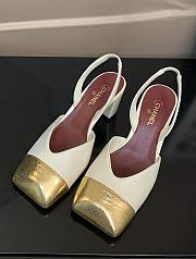 Chanel Slingbacks Lambskin & Crackled Laminated Calfskin Ivory & Gold 90mm - 4
