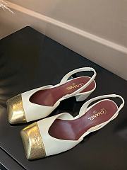 Chanel Slingbacks Lambskin & Crackled Laminated Calfskin Ivory & Gold 90mm - 3