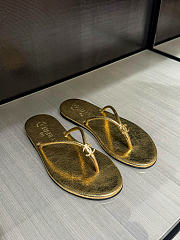 Chanel Thongs Crackled Laminated Calfskin Gold - 5