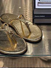 Chanel Thongs Crackled Laminated Calfskin Gold - 4