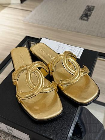 Chanel Mules Crackled Laminated Calfskin Gold