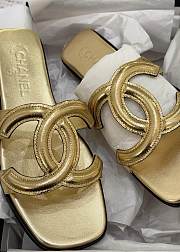 Chanel Mules Crackled Laminated Calfskin Gold - 5