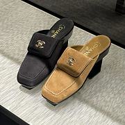 Chanel Mules Suede Calfskin Black - 5
