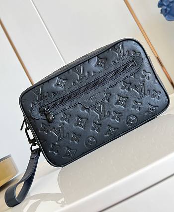 LV Pochette Kasai Monogram Shadow Leather Black M14910 - 24.5x15.5x6cm