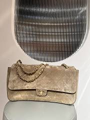 Chanel Maxi Flapbag Suede Calfskin & Gold-Tone Metal Dark Beige - 32x19.5x10cm - 1