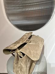 Chanel Maxi Flapbag Suede Calfskin & Gold-Tone Metal Dark Beige - 32x19.5x10cm - 3