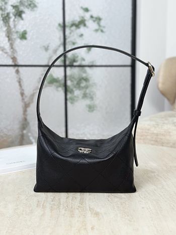 Chanel Hobo Handbag Shiny Lambskin & Gold-Tone Metal Black - 23x13x8cm