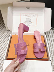 Hermes Oasis Sandal Shiny Lizard Pink 5cm  - 6