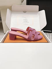 Hermes Oasis Sandal Shiny Lizard Pink 5cm  - 5