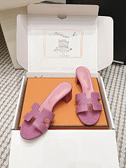 Hermes Oasis Sandal Shiny Lizard Pink 5cm  - 3