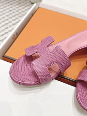 Hermes Oasis Sandal Shiny Lizard Pink 5cm  - 2