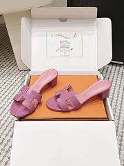 Hermes Oasis Sandal Shiny Lizard Pink 5cm  - 1