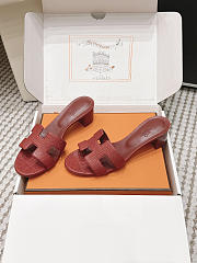 Hermes Oasis Sandal Shiny Lizard Red 5cm  - 1