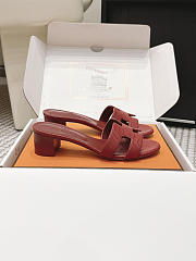 Hermes Oasis Sandal Shiny Lizard Red 5cm  - 4