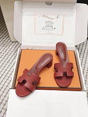 Hermes Oasis Sandal Shiny Lizard Red 5cm  - 3