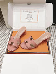 Hermes Oasis Sandal Shiny Lizard Light Pink 5cm  - 1