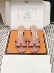 Hermes Oasis Sandal Shiny Lizard Light Pink 5cm  - 6