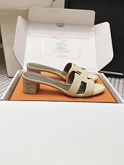 Hermes Oasis Sandal Shiny Lizard Beige 5cm  - 5