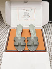 Hermes Oasis Sandal Shiny Lizard Gray 5cm  - 4
