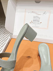 Hermes Oasis Sandal Shiny Lizard Gray 5cm  - 6