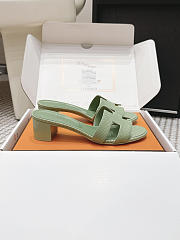 Hermes Oasis Sandal Shiny Lizard Light Green 5cm  - 2
