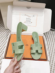 Hermes Oasis Sandal Shiny Lizard Light Green 5cm  - 3